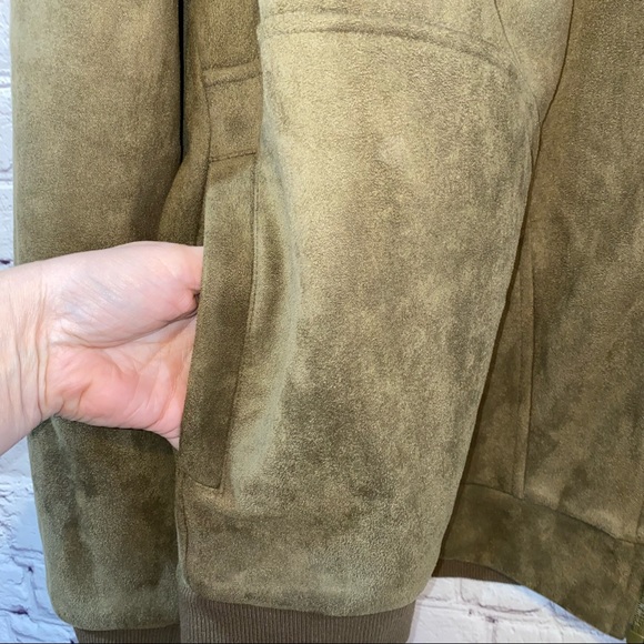 US Navy Faux Suede Full Zip Brownish Green Jacket - Picture 5 of 11
